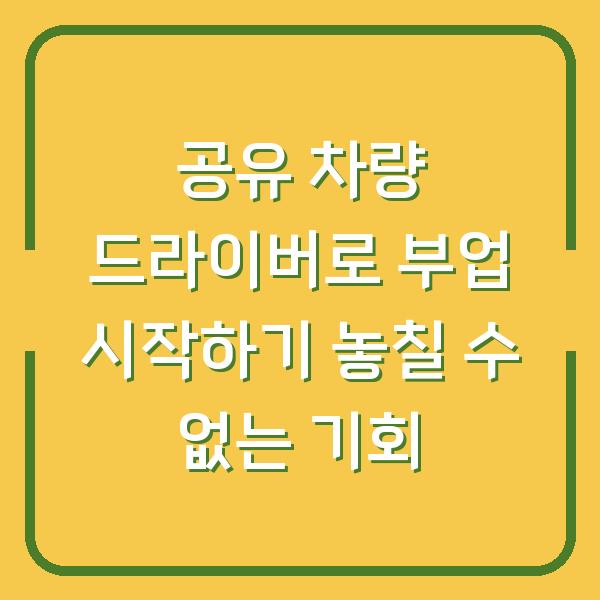 공유 차량 드라이버로 부업 시작하기 놓칠 수 없는 기회