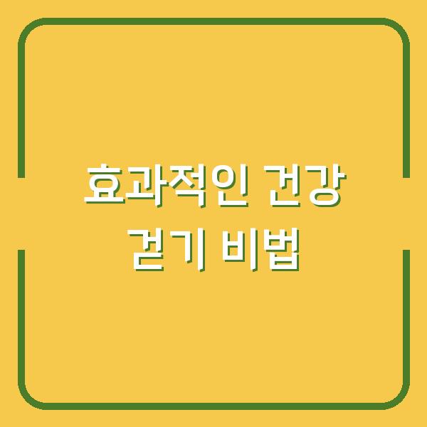 효과적인 건강 걷기 비법