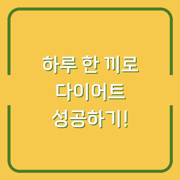 하루 한 끼로 다이어트 성공하기!
