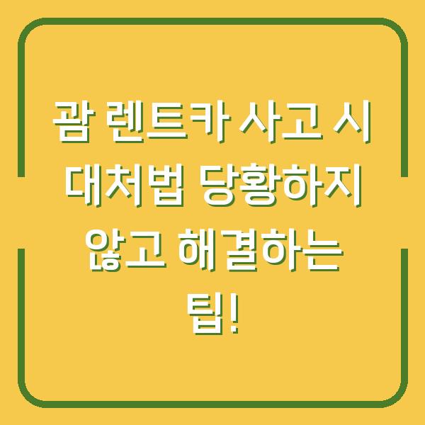 괌 렌트카 사고 시 대처법 당황하지 않고 해결하는 팁!