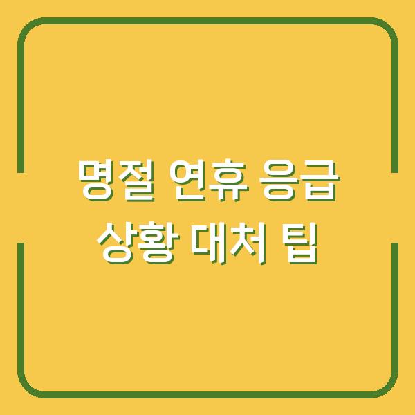 명절 연휴 응급 상황 대처 팁