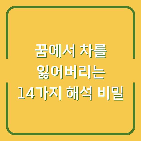 꿈에서 차를 잃어버리는 14가지 해석 비밀