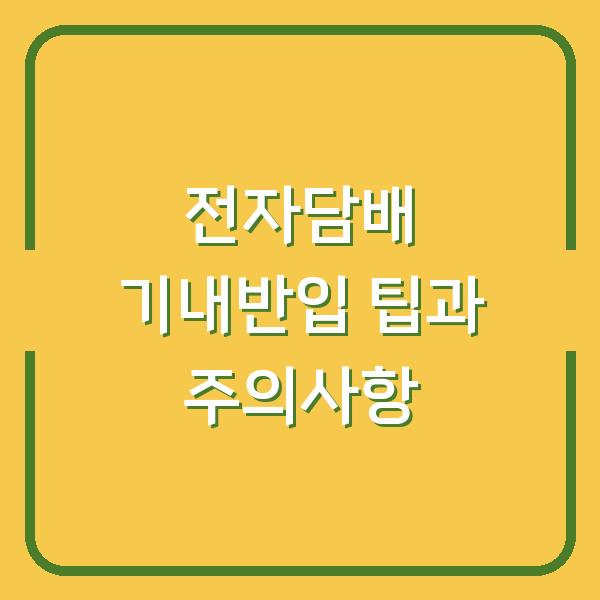 전자담배 기내반입 팁과 주의사항