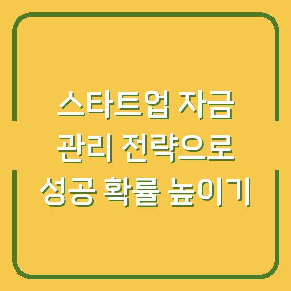 스타트업 자금 관리 전략으로 성공 확률 높이기