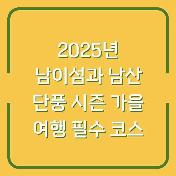 2025년 남이섬과 남산 단풍 시즌 가을 여행 필수 코스