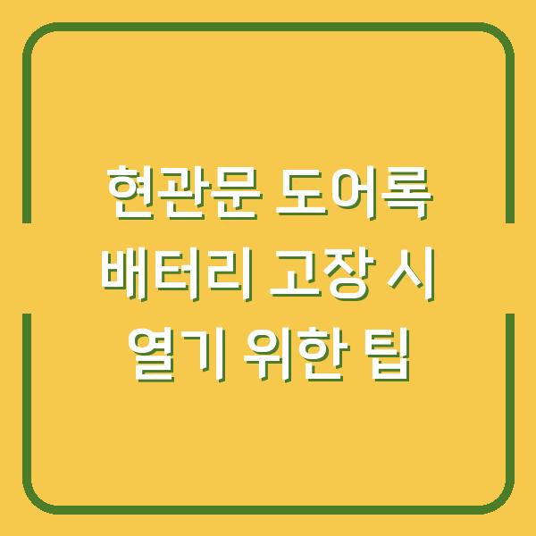 현관문 도어록 배터리 고장 시 열기 위한 팁