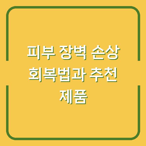 피부 장벽 손상 회복법과 추천 제품