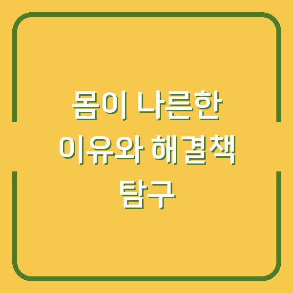몸이 나른한 이유와 해결책 탐구