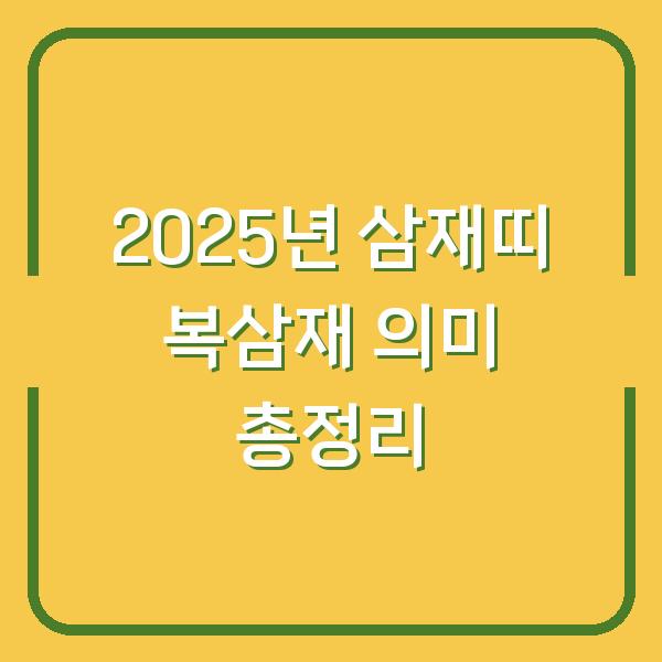 2025년 삼재띠 복삼재 의미 총정리