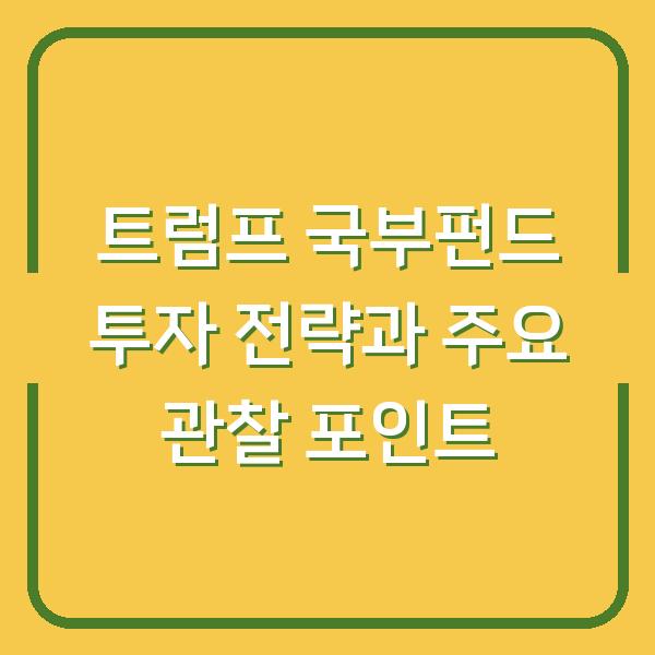 트럼프 국부펀드 투자 전략과 주요 관찰 포인트