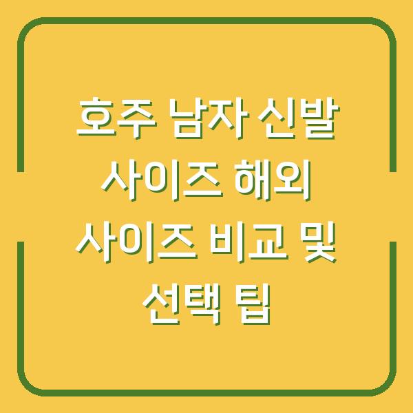 호주 남자 신발 사이즈 해외 사이즈 비교 및 선택 팁