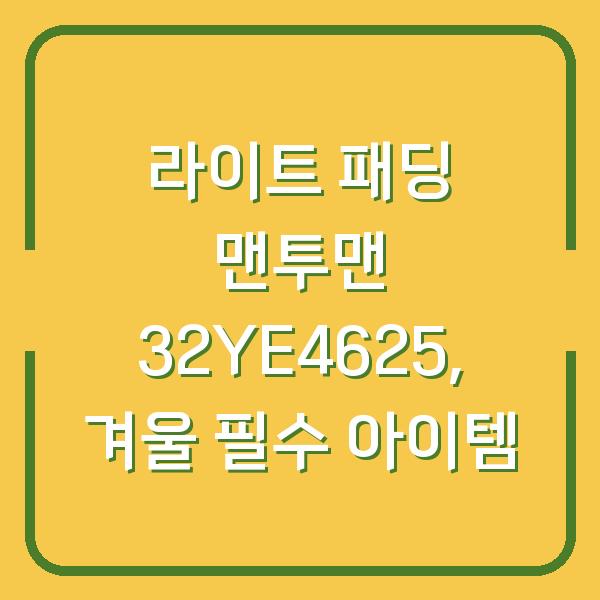 라이트 패딩 맨투맨 32YE4625, 겨울 필수 아이템