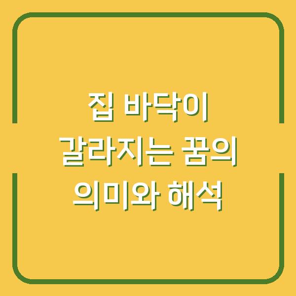 집 바닥이 갈라지는 꿈의 의미와 해석