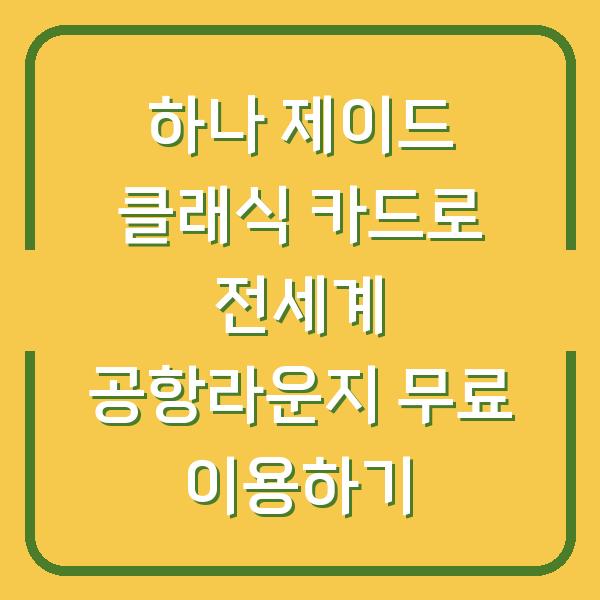 하나 제이드 클래식 카드로 전세계 공항라운지 무료 이용하기