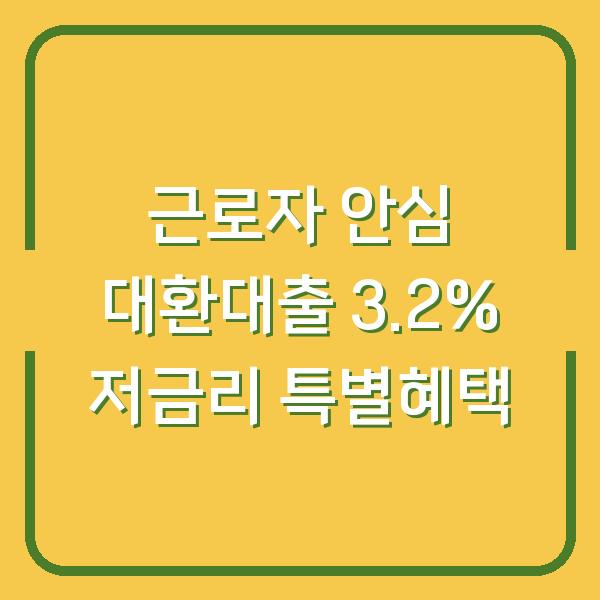 근로자 안심 대환대출 3.2% 저금리 특별혜택
