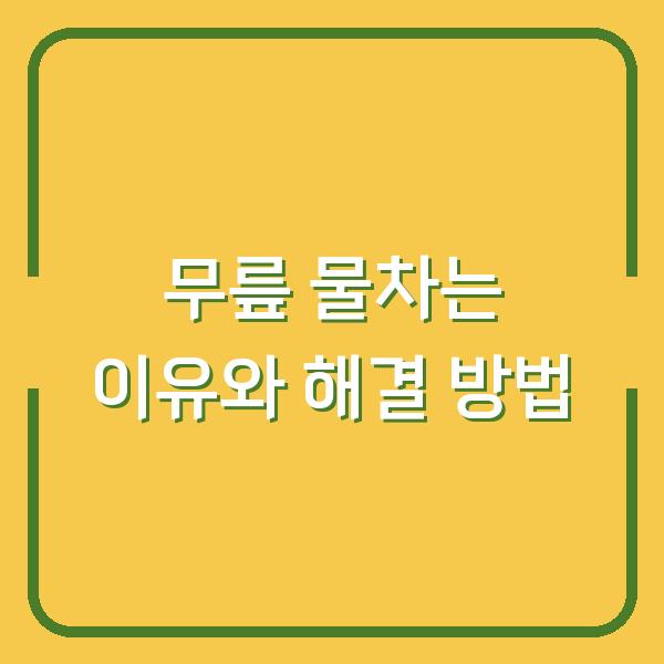 무릎 물차는 이유와 해결 방법