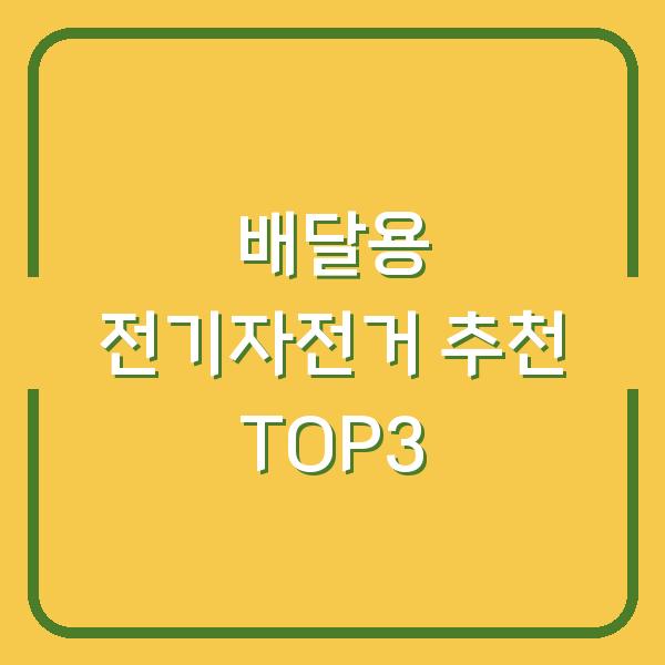 배달용 전기자전거 추천 TOP3