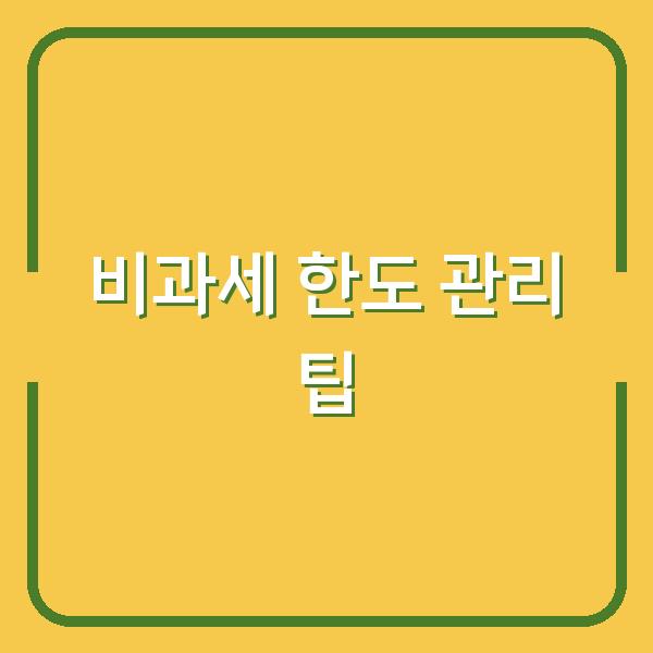 비과세 한도 관리 팁