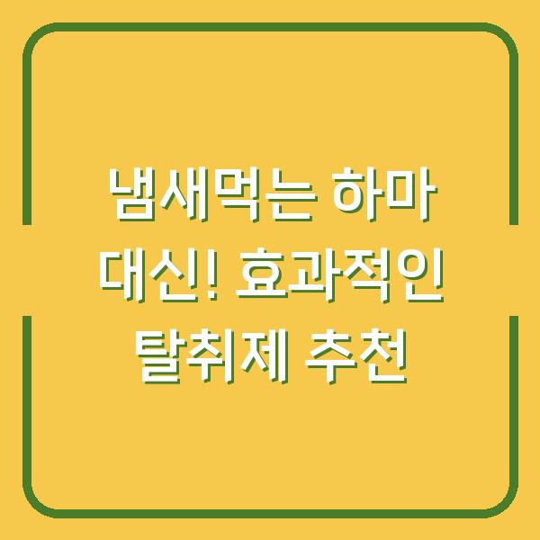 냄새먹는 하마 대신! 효과적인 탈취제 추천