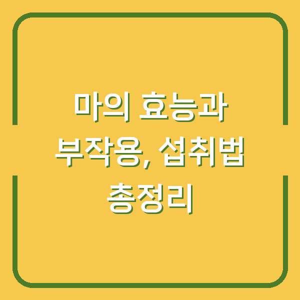 마의 효능과 부작용, 섭취법 총정리