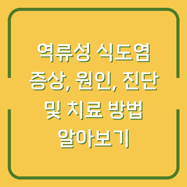 역류성 식도염 증상, 원인, 진단 및 치료 방법 알아보기