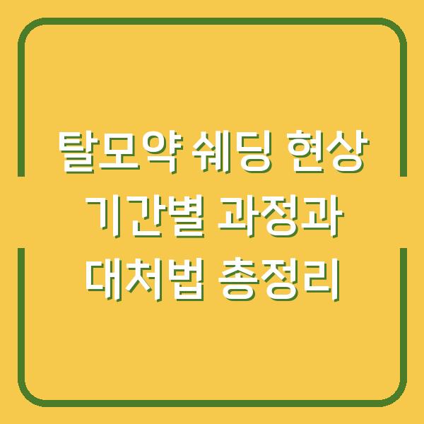 탈모약 쉐딩 현상 기간별 과정과 대처법 총정리