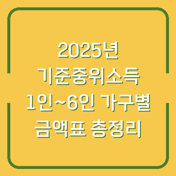 2025년 기준중위소득 1인~6인 가구별 금액표 총정리