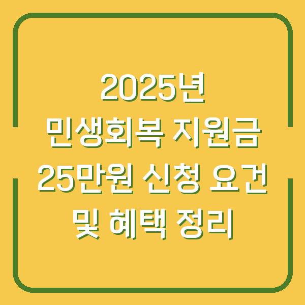 2025년 민생회복 지원금 25만원 신청 요건 및 혜택 정리