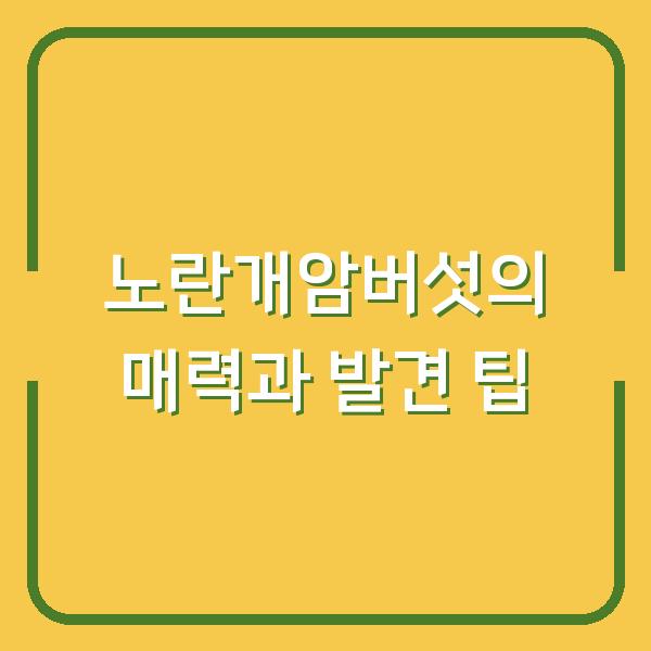 노란개암버섯의 매력과 발견 팁