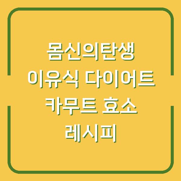 몸신의탄생 이유식 다이어트 카무트 효소 레시피