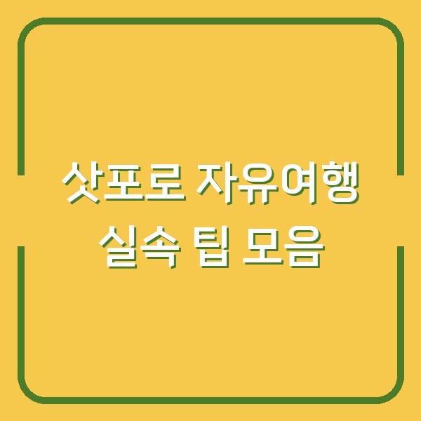 삿포로 자유여행 실속 팁 모음