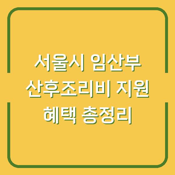 서울시 임산부 산후조리비 지원 혜택 총정리