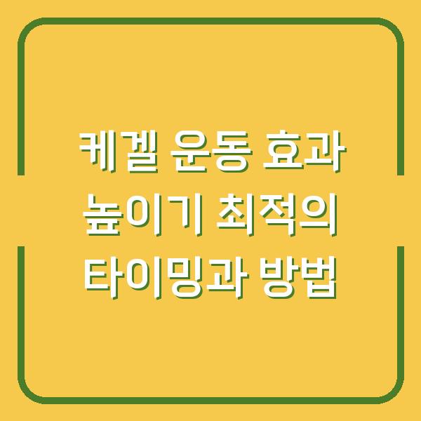 케겔 운동 효과 높이기 최적의 타이밍과 방법