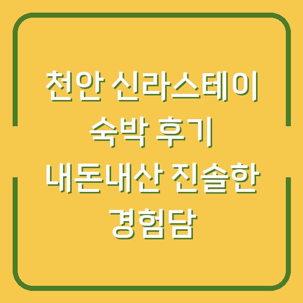 천안 신라스테이 숙박 후기 내돈내산 진솔한 경험담