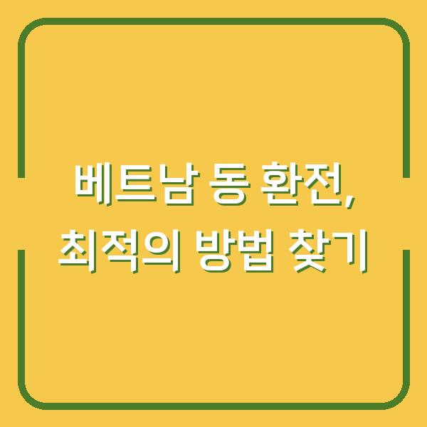 베트남 동 환전, 최적의 방법 찾기