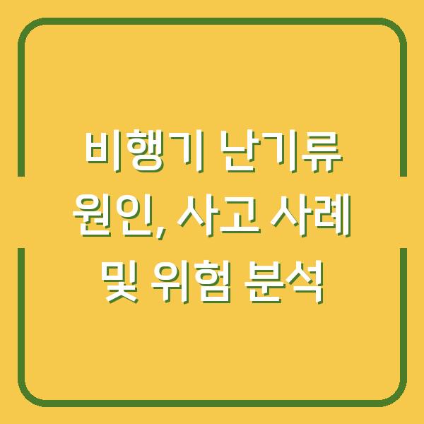 비행기 난기류 원인, 사고 사례 및 위험 분석