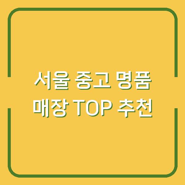 서울 중고 명품 매장 TOP 추천