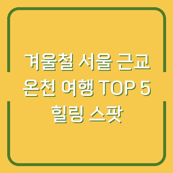 겨울철 서울 근교 온천 여행 TOP 5 힐링 스팟