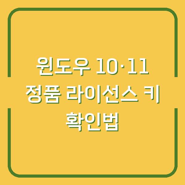 윈도우 10·11 정품 라이선스 키 확인법