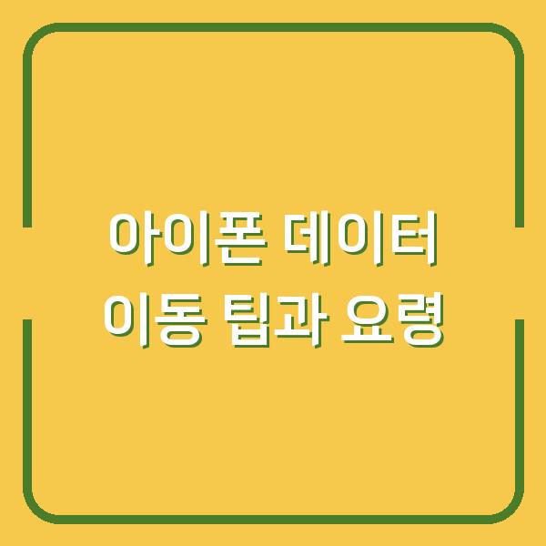 아이폰 데이터 이동 팁과 요령