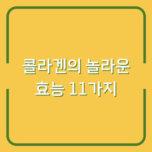콜라겐의 놀라운 효능 11가지
