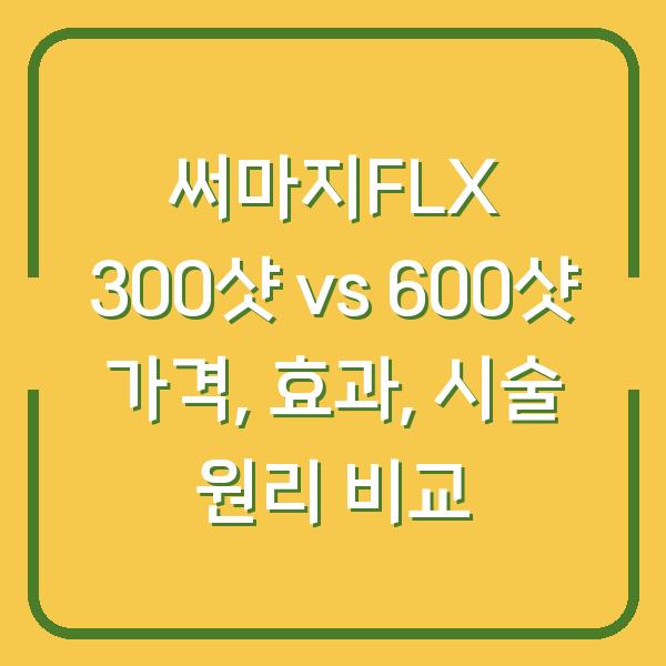 써마지FLX 300샷 vs 600샷 가격, 효과, 시술 원리 비교