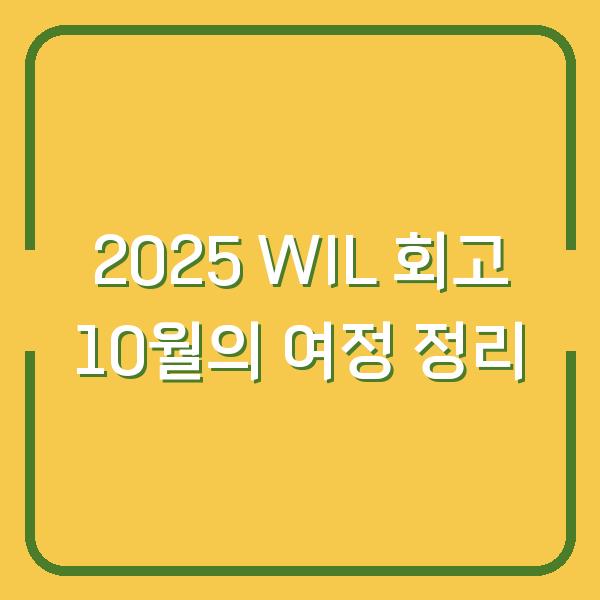 2025 WIL 회고 10월의 여정 정리