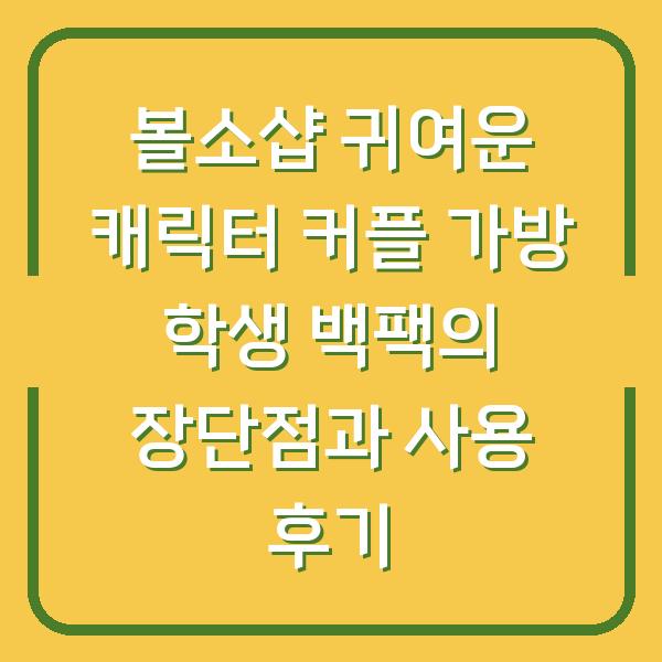 볼소샵 귀여운 캐릭터 커플 가방 학생 백팩의 장단점과 사용 후기