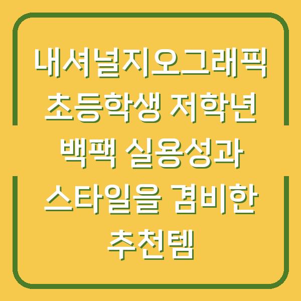 내셔널지오그래픽 초등학생 저학년 백팩 실용성과 스타일을 겸비한 추천템