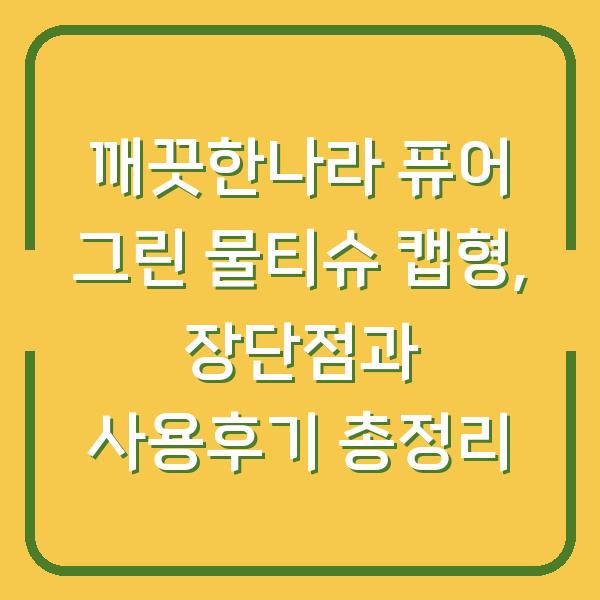 깨끗한나라 퓨어 그린 물티슈 캡형, 장단점과 사용후기 총정리