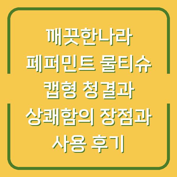 깨끗한나라 페퍼민트 물티슈 캡형 청결과 상쾌함의 장점과 사용 후기