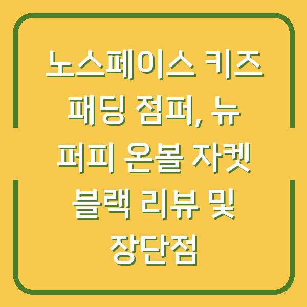 노스페이스 키즈 패딩 점퍼, 뉴 퍼피 온볼 자켓 블랙 리뷰 및 장단점