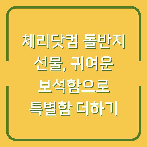 체리닷컴 돌반지 선물, 귀여운 보석함으로 특별함 더하기