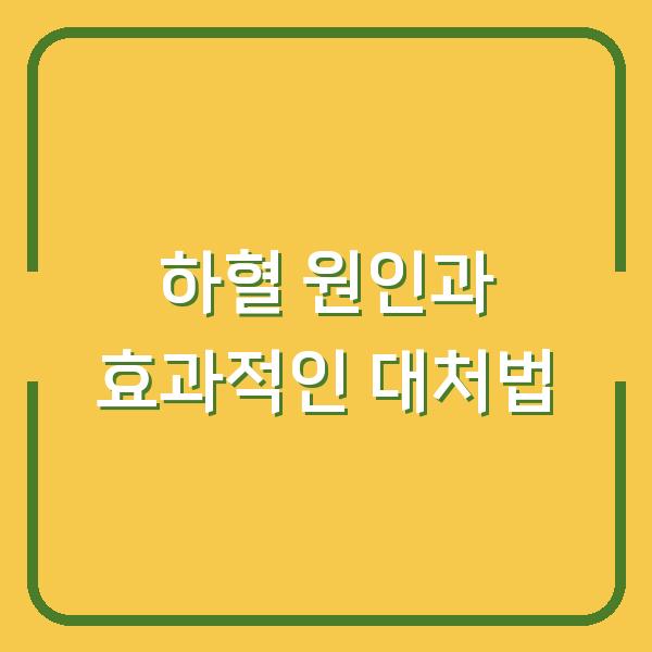 하혈 원인과 효과적인 대처법
